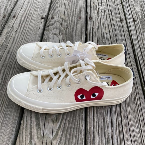 NWT Converse x COMME des GARCONS PLAY Chuck 70 White Low, Mens 7 Womens 9 - Picture 8 of 9